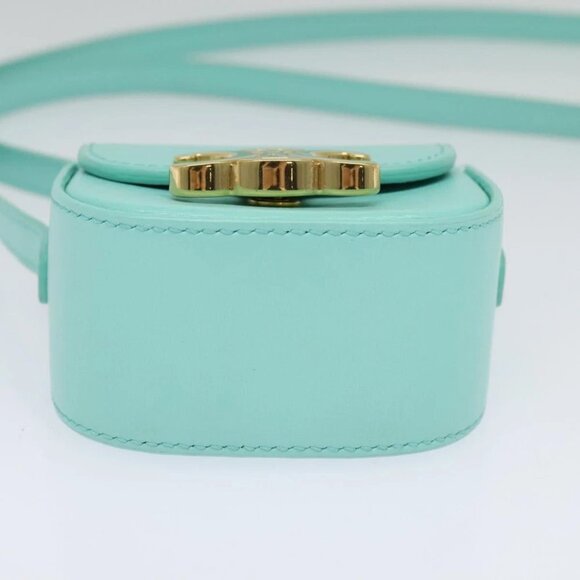 CELINE Triomphe Mini Claude Shoulder Bag Leather Light Blue Auth 114195AV - Picture 6 of 16